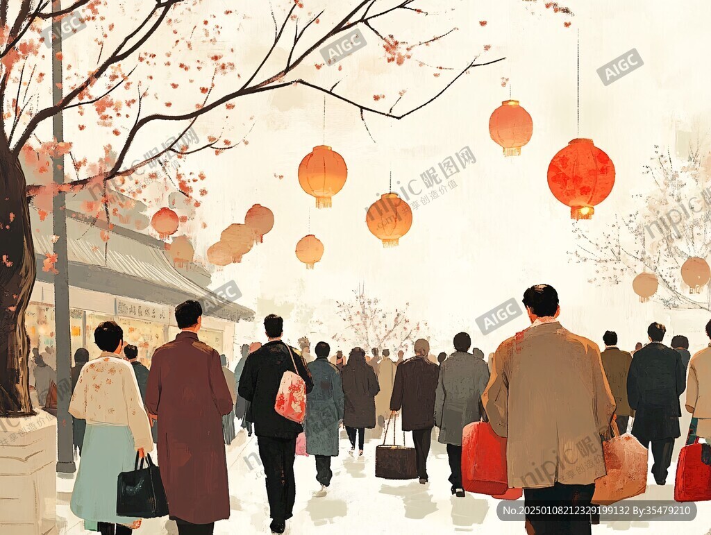 回家过年插画