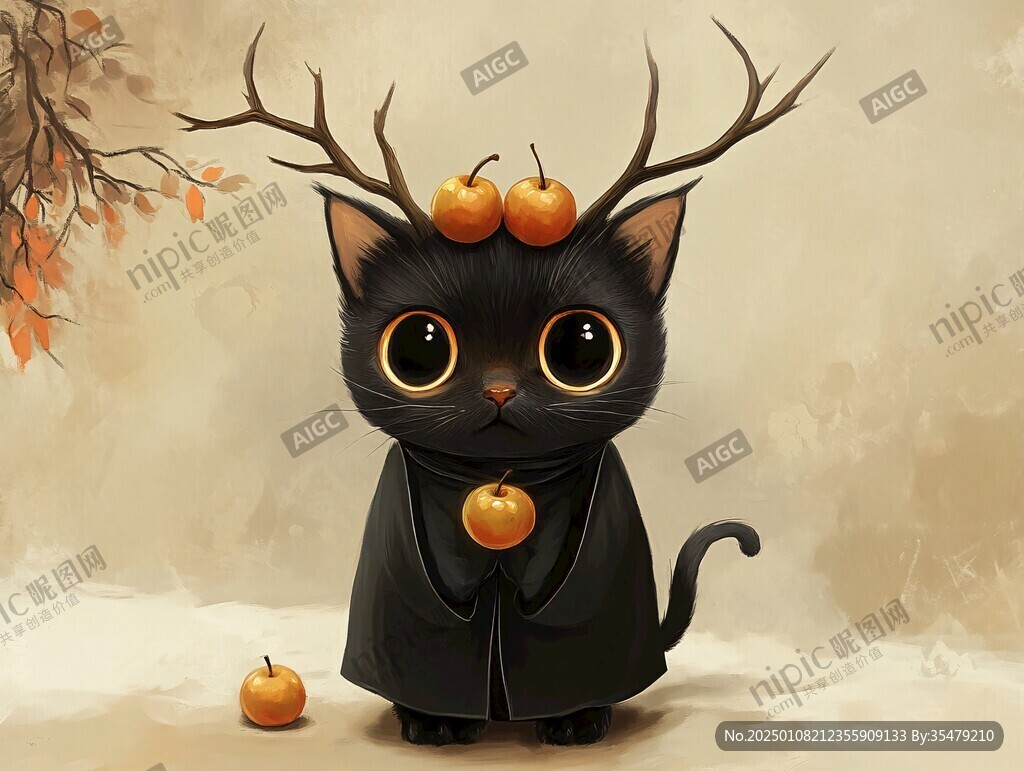 小黑猫插画