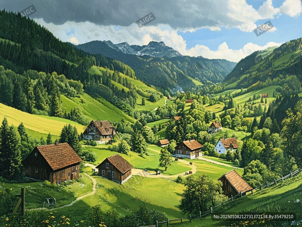 乡村场景插画