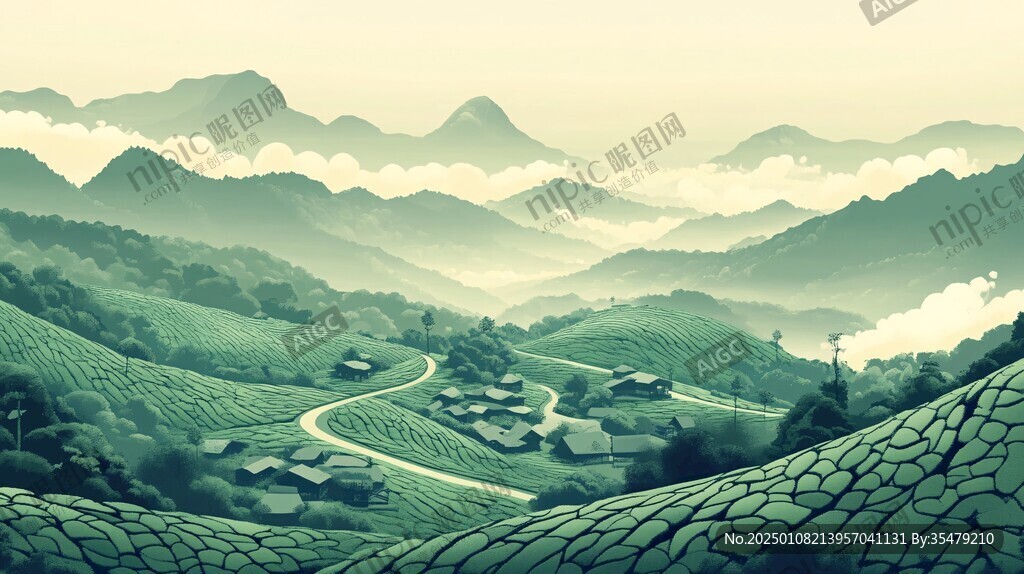 茶山插画