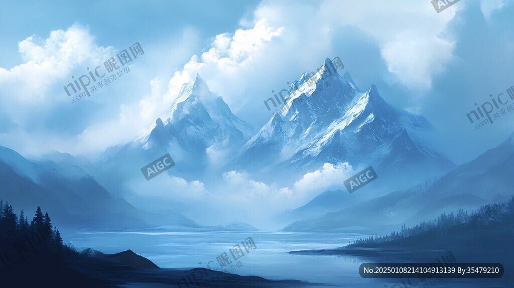 蓝调远山背景