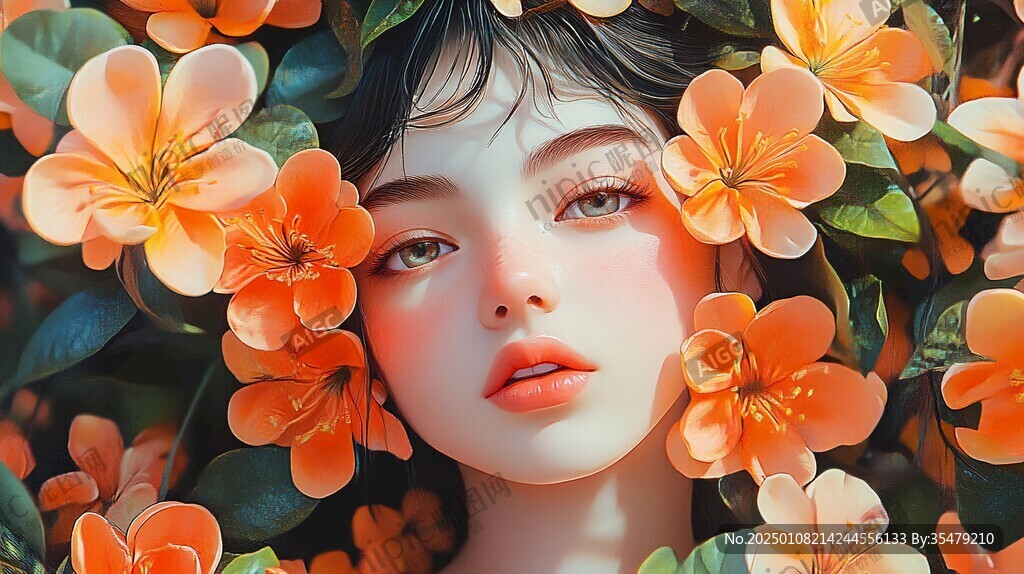 木棉花美女插画