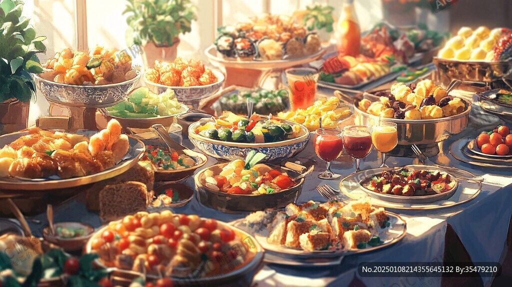 摆满食物的餐桌