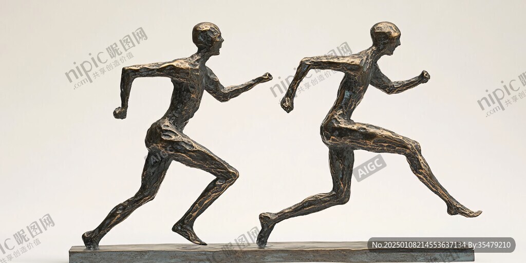 男女跑步雕塑