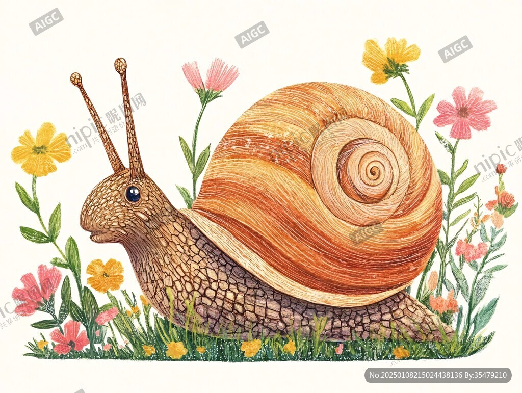 蜗牛动物插画