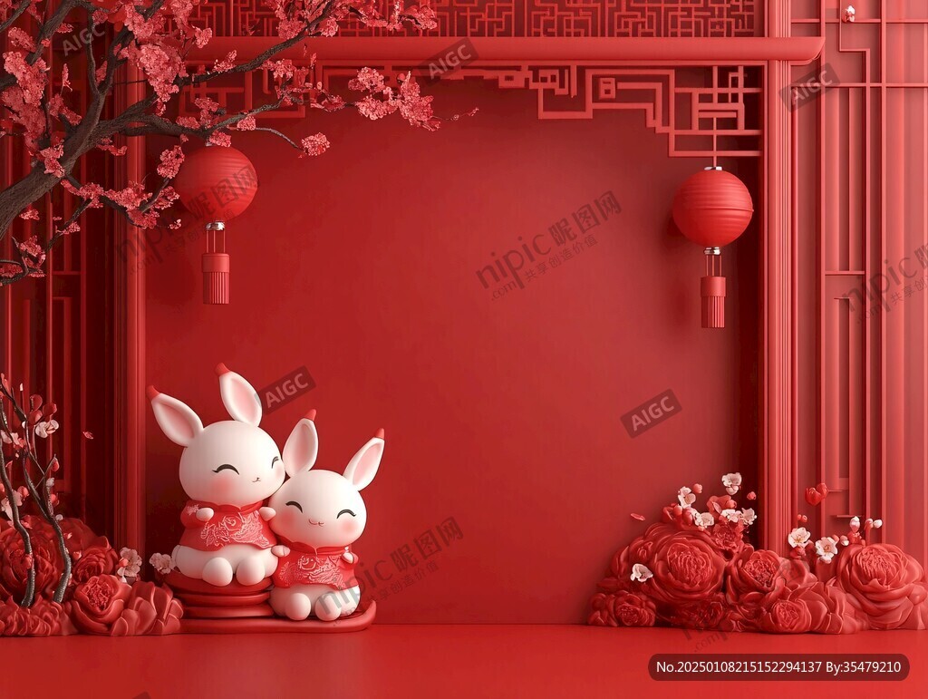 兔年红色壁纸