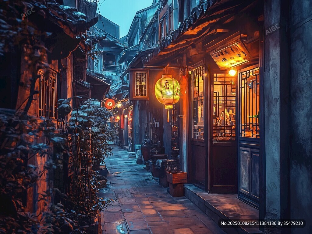 江南小巷夜景
