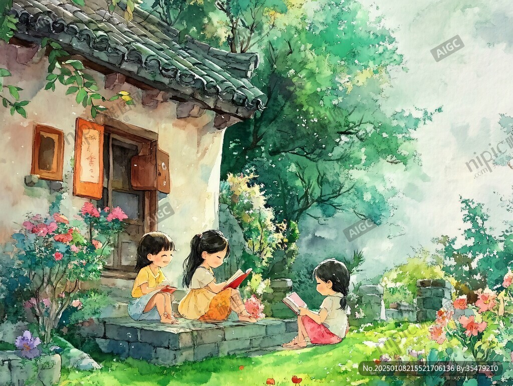 美好童年插画