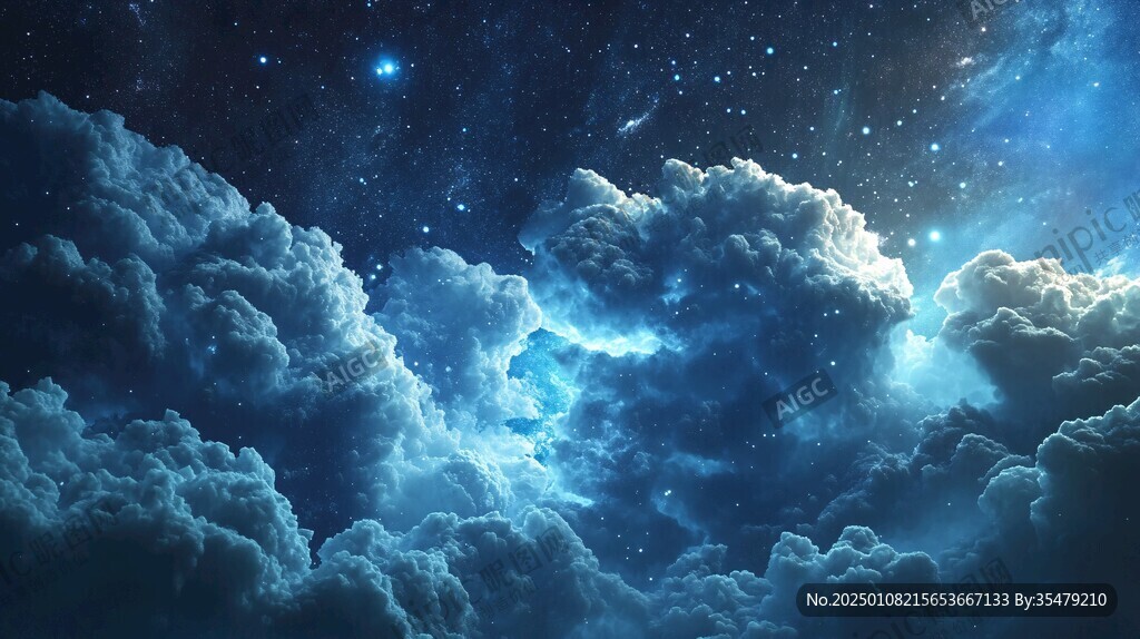 夜晚云彩星星