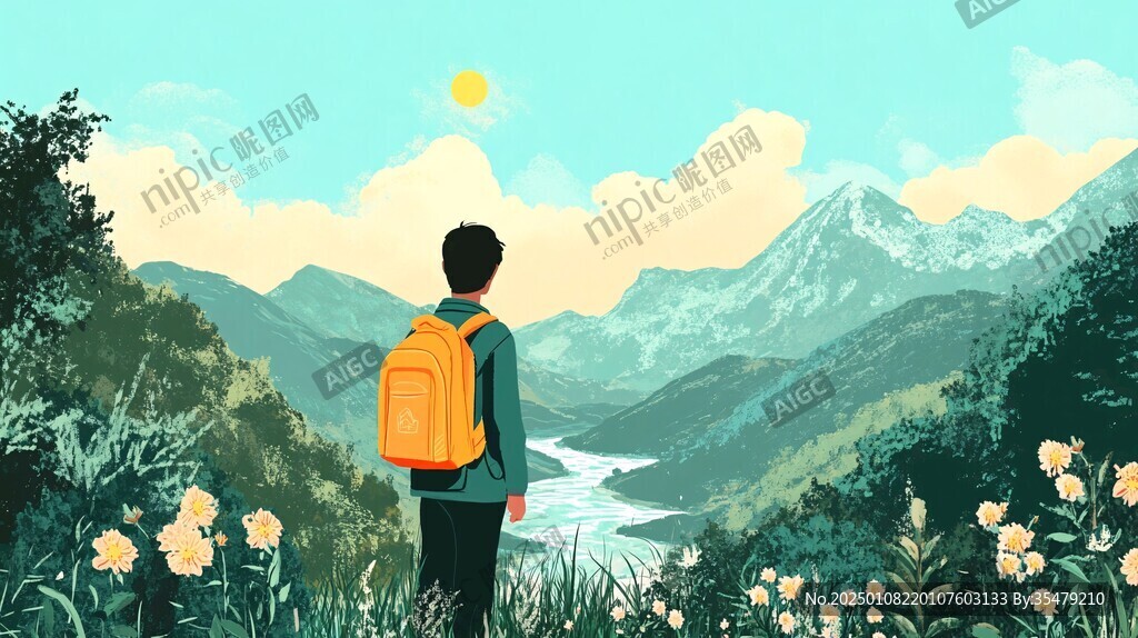 看日出插画