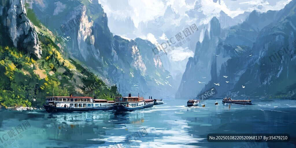 瞿塘峡插画