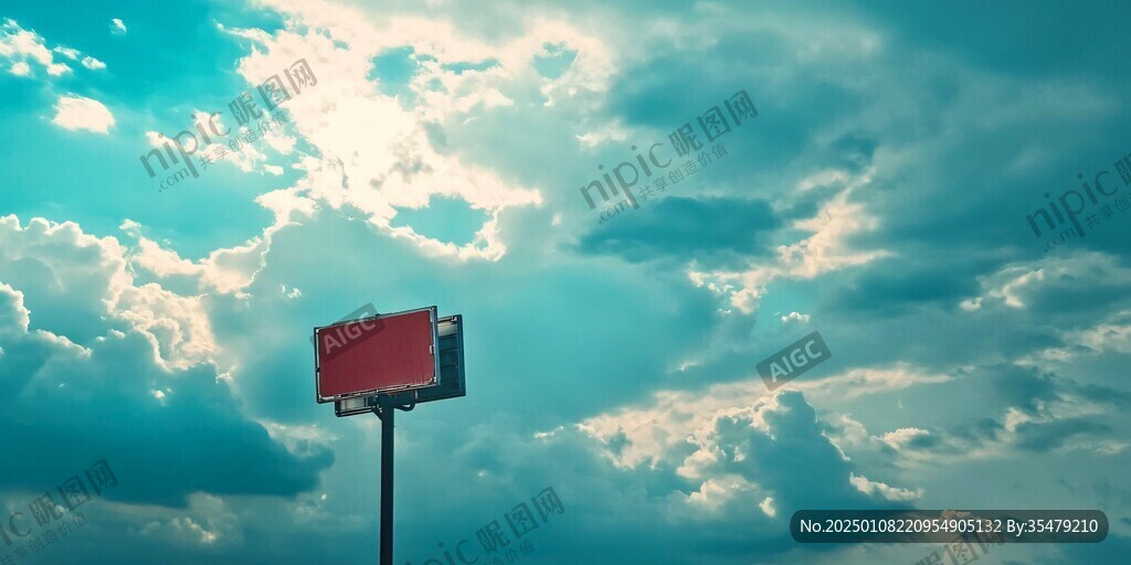 红色调广告牌