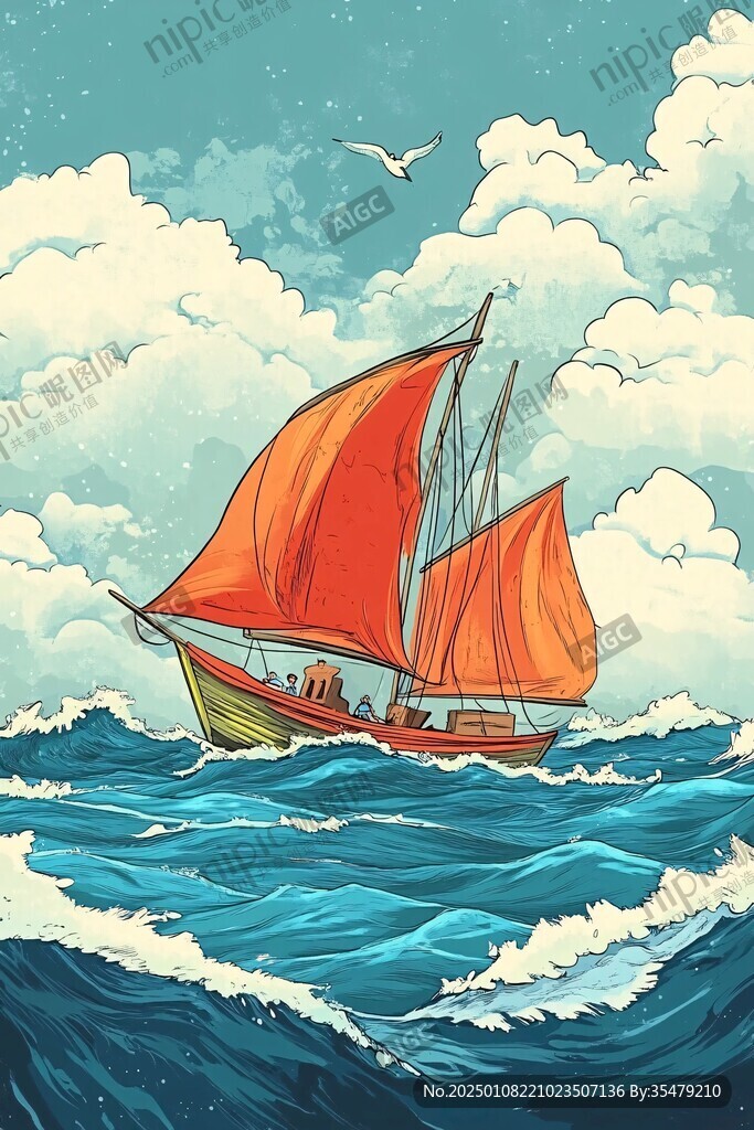 乘风破浪包装插画