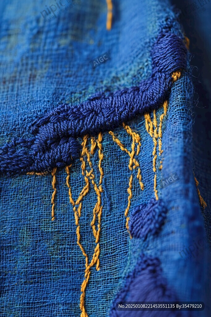 扎染石榴绣球纹围巾