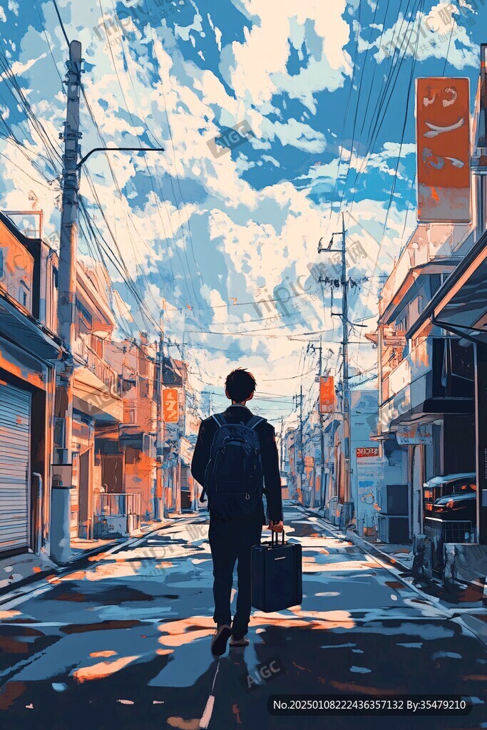 唯美男生插画