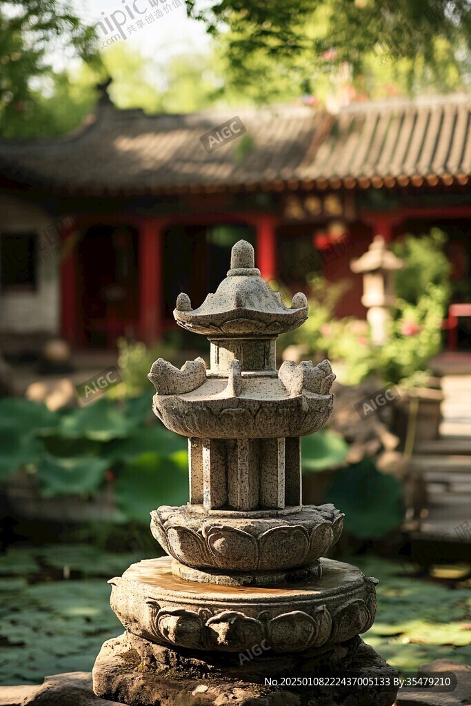 古刹石灯