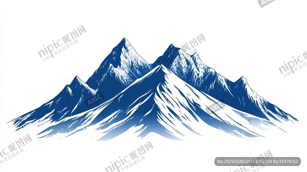 雪山插画印花图案