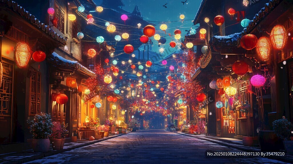 挂满灯笼的街道