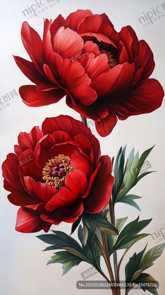 牡丹花玻璃画