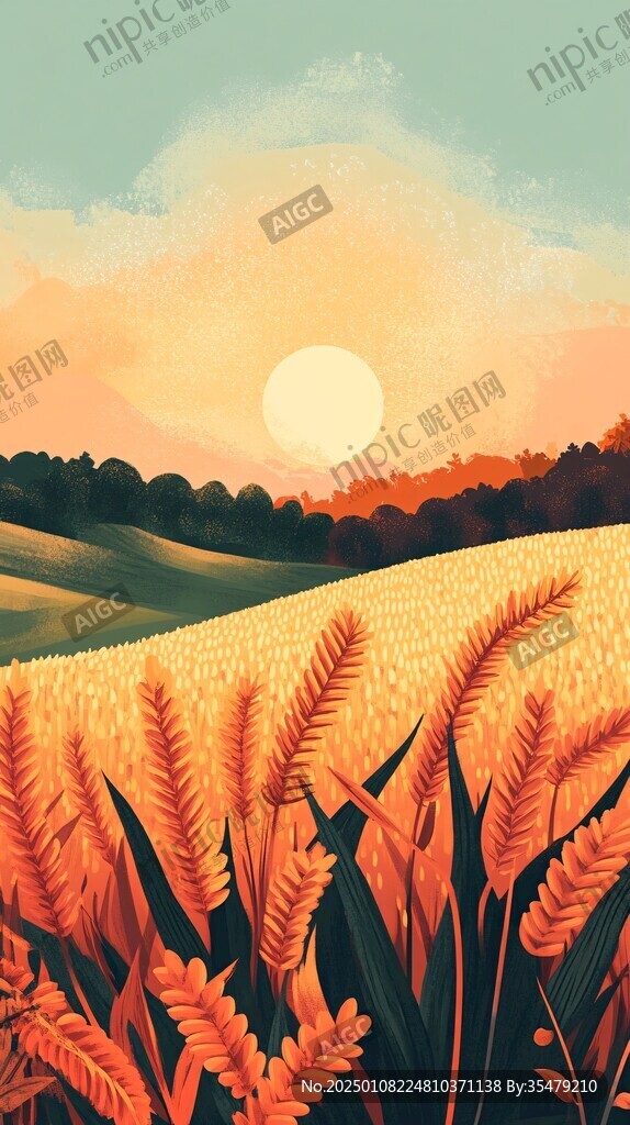 麦田插画