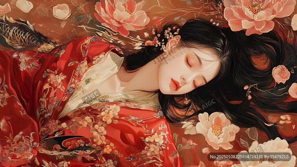 红衣少女设计古风