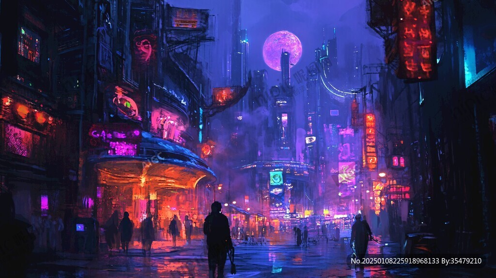 场景赛博插画