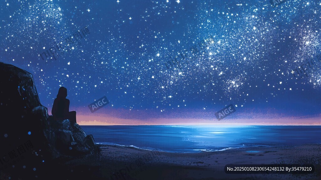 星辰大海女孩背影