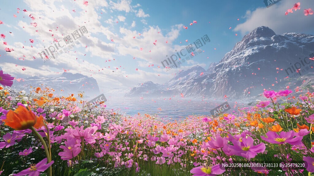 唯美梦幻花田场景