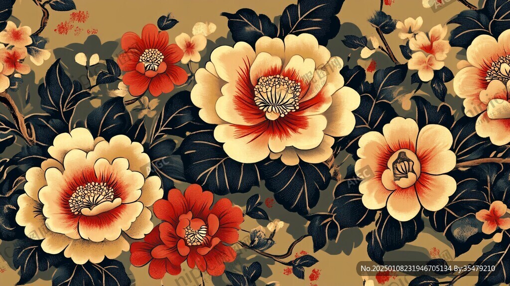 手绘质感牡丹花