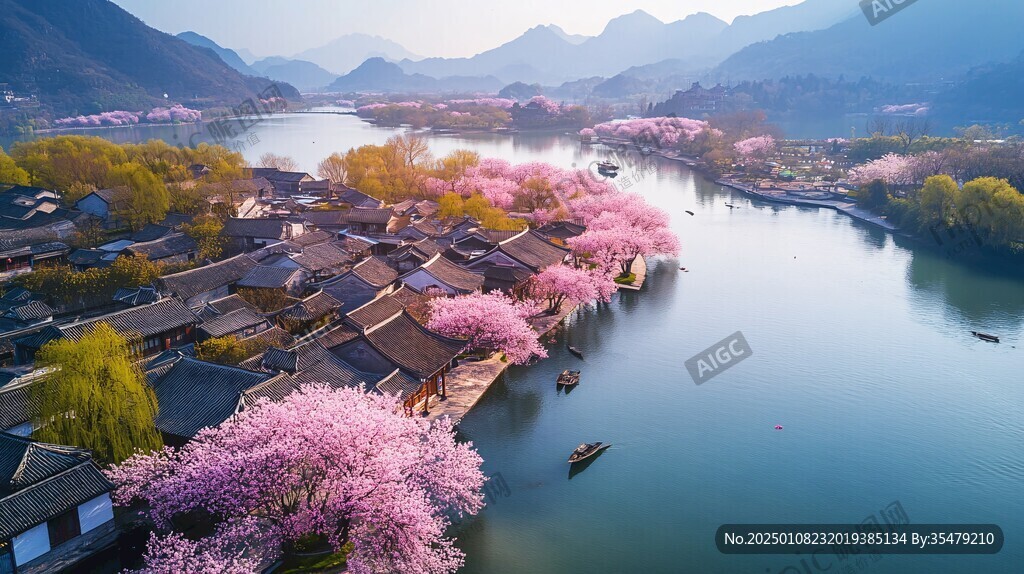 航拍桃花岛