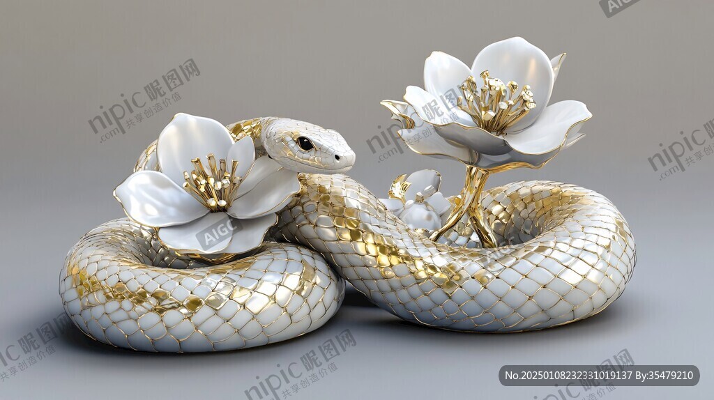 蛇与莲花插画