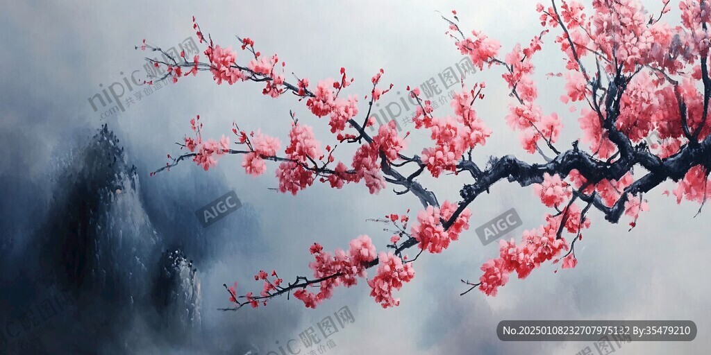 唯美山花意境桃花