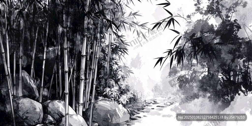 古典水墨竹林