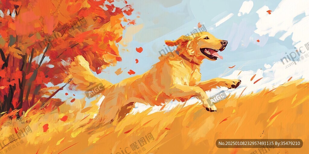 金毛犬插画