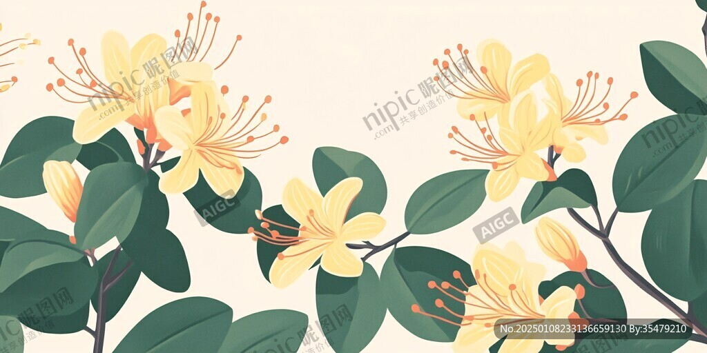 金银花包装插画