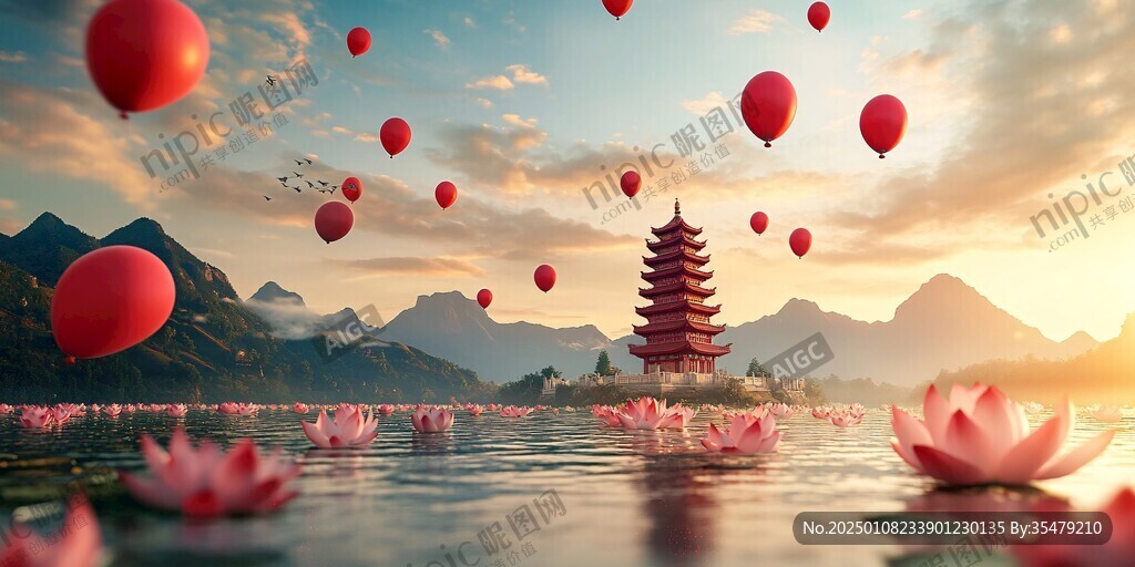 3d荷花背景