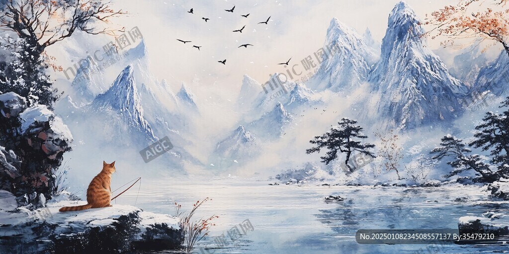 禅意油画山水