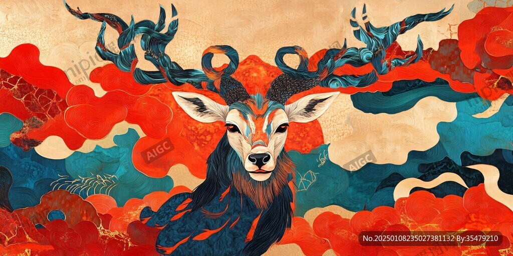 鹿包装插画