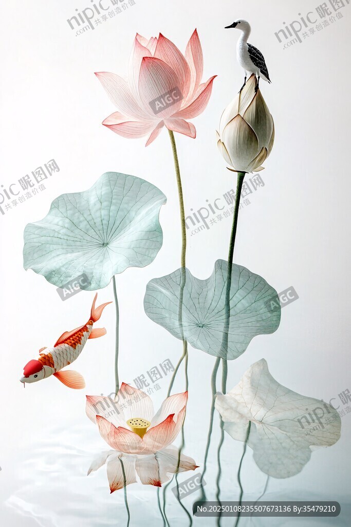 3d立体花卉荷花