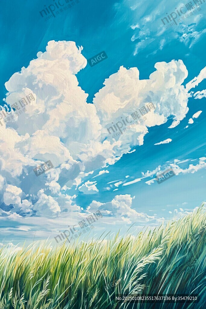 插画蓝天白云