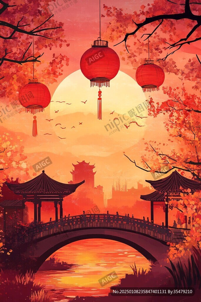 牌坊插画