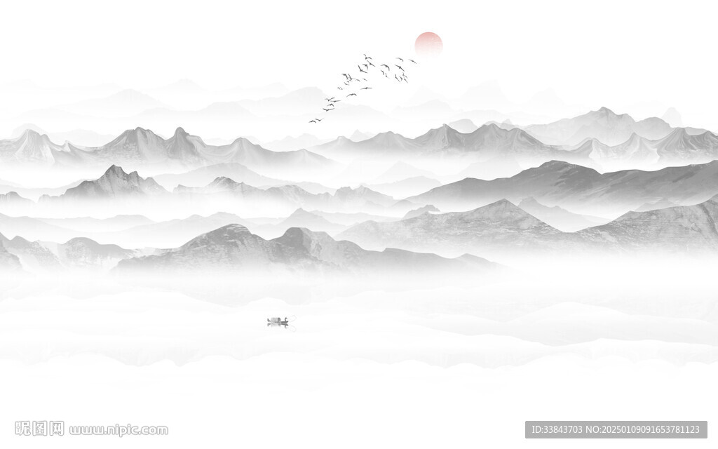意境水墨山水画