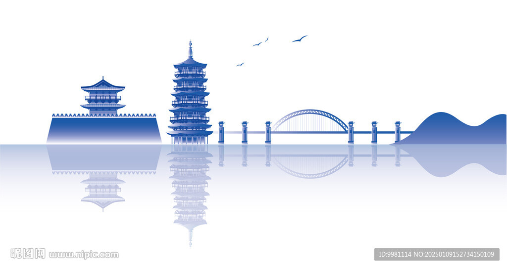 洛阳瀍河区朱樱塔矢量插画
