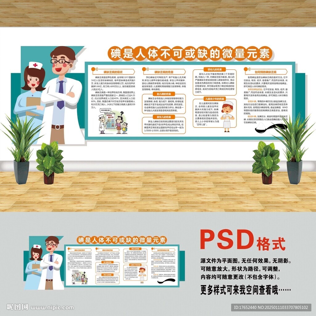医院文化墙 科学补碘
