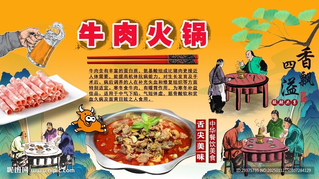 牛肉火锅背景墙