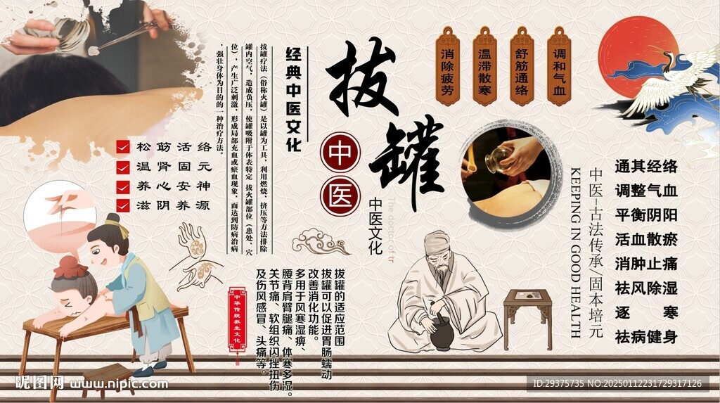 拔罐养生背景墙