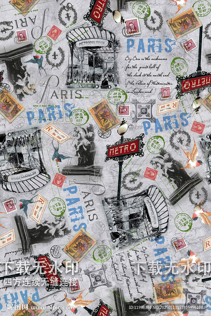 古典欧式建筑印花