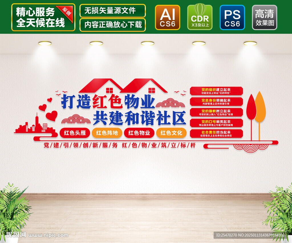 红色物业文化墙