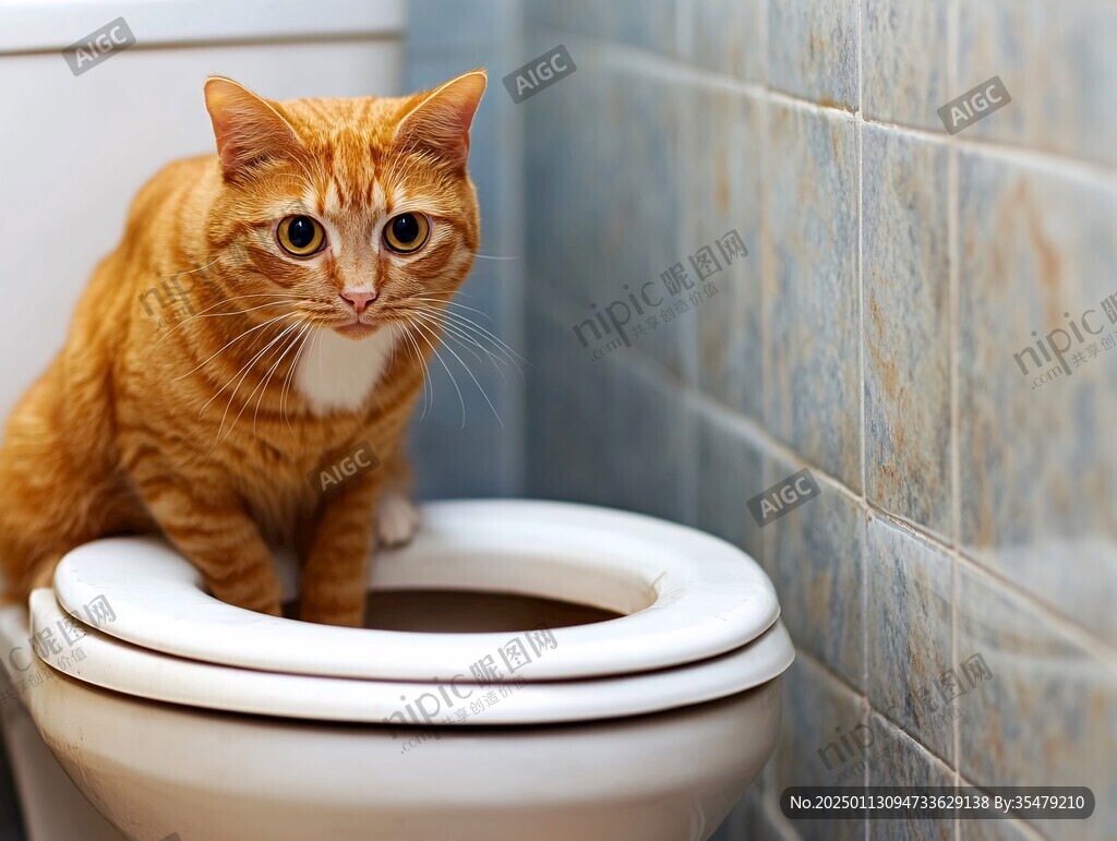 马桶盖上的猫