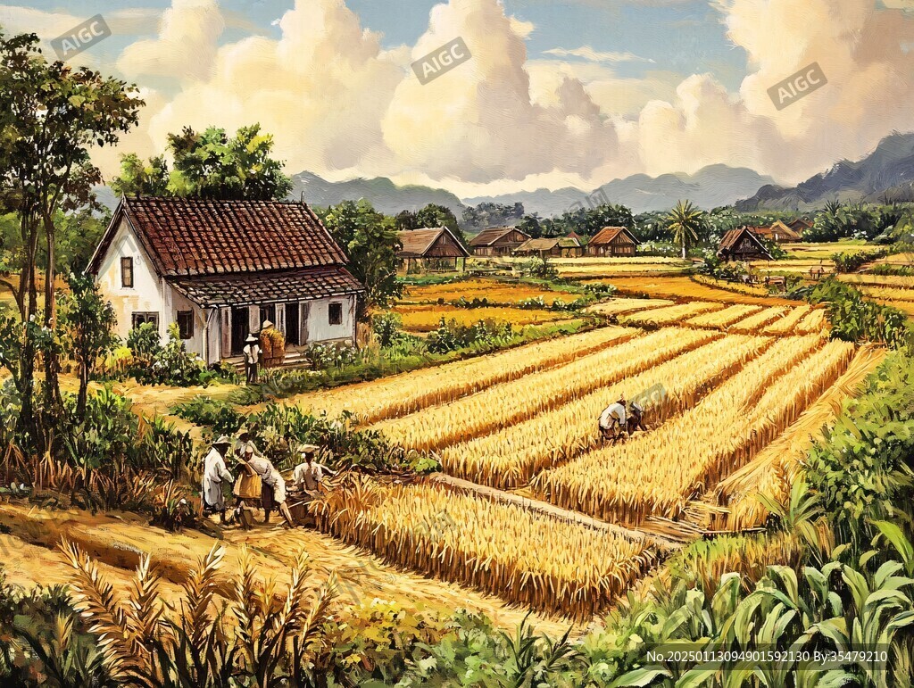 农家丰收油画